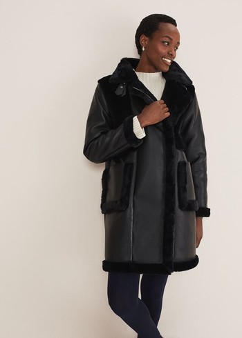 Phase Eight Nova Longline Aviator Coats Black Canada | TVADWU-084